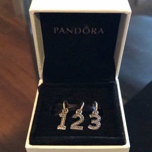 Number pandora charms! Like NEW in original box!